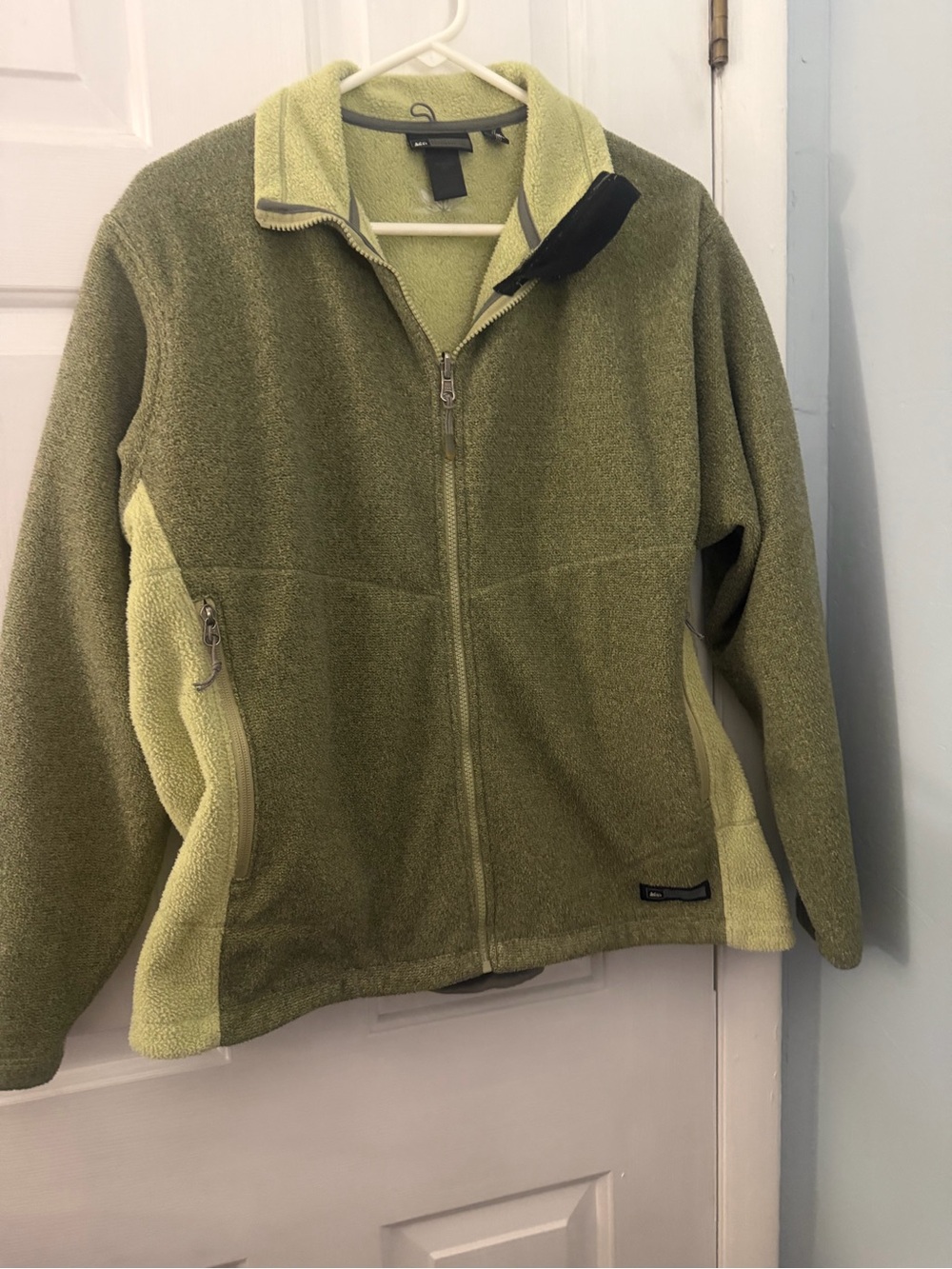 REI Olive Green Two Tone Teddy Fleece Jacket XL